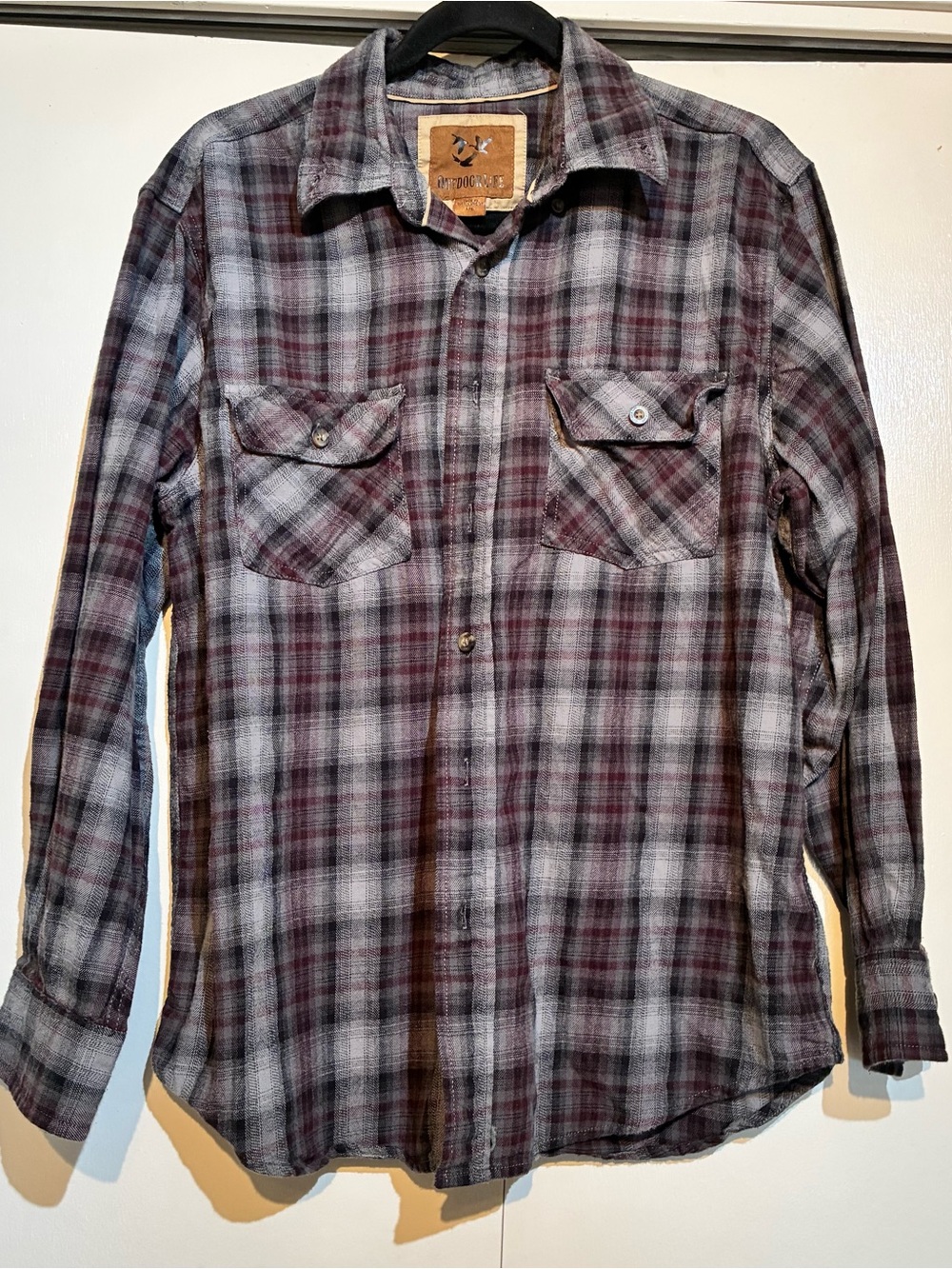 Outdoor Life Men's Long Sleeve Button-Up Shirt Size L Gray Blue Plaid